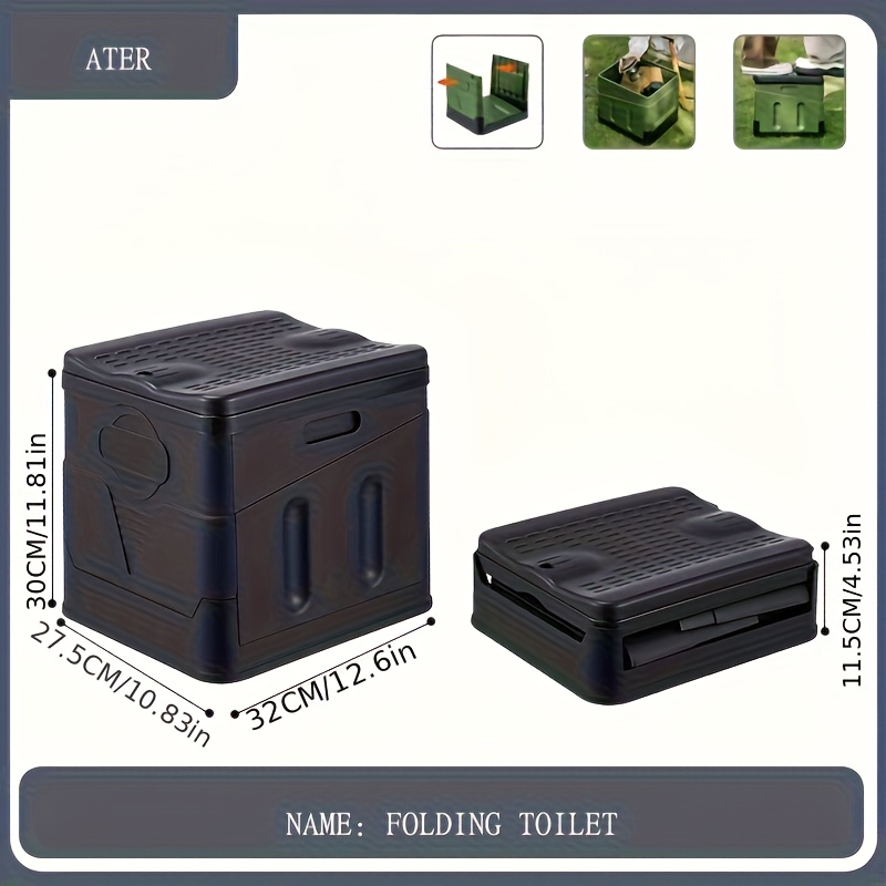 TEMU Lightweight Waterproof Foldable Car Toilet Portable Emergency Potty Compact Fold Up Commode For Rv Camping Trips Long Drives Emergency Durable