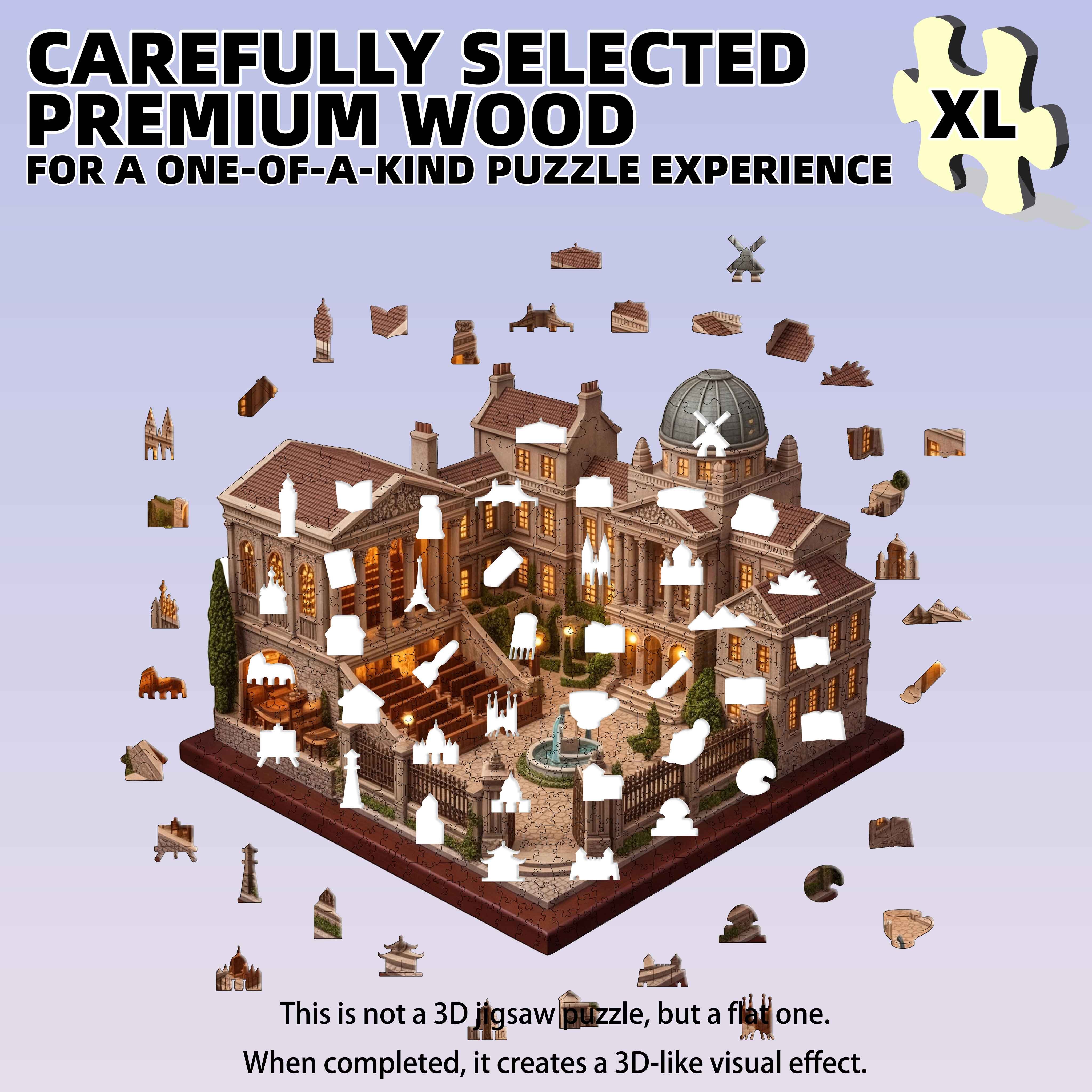 Classical Library Courtyard 502pcs Wooden Puzzle