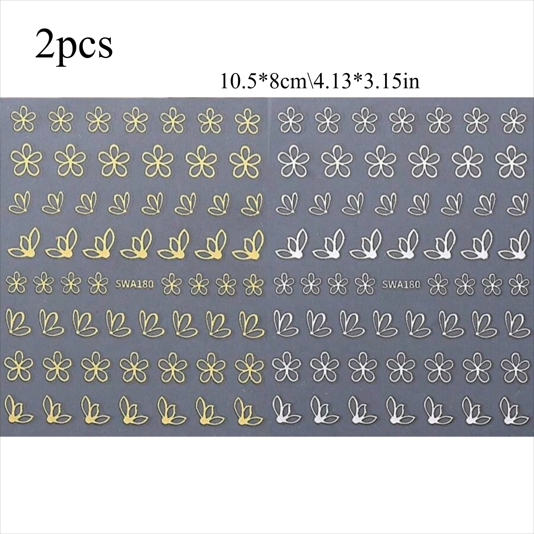 Image of 2pcs 3d Hollow Metal Flower Petal Nail Stickers, Golden & Silvery Daisy, Cherry , Hibiscus /summer , Holographic Y2k Self-adhesive Gel Nail Polish Salon Slider Nail Art Decorations Nail Supplies Nails