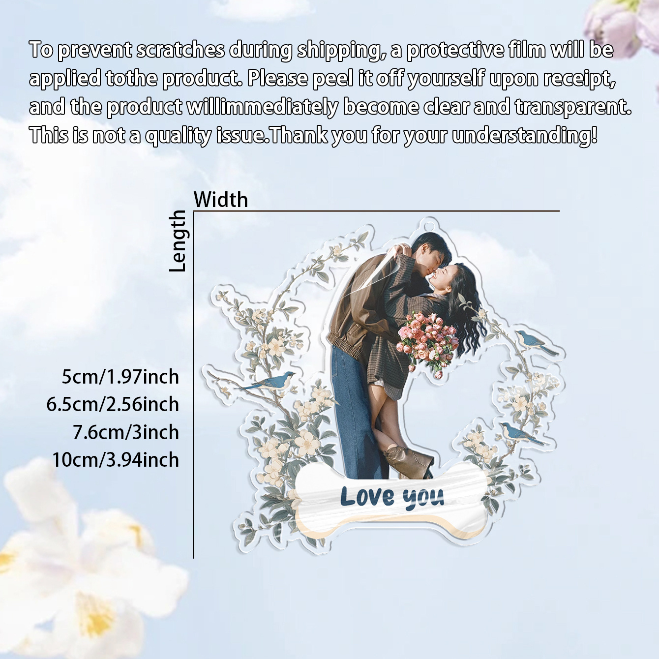 Customized Pet Images and Names Spring Flower Keychains