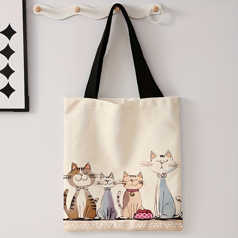 TEMU Bolso Tote de Gran Capacidad con Estampado de Gatitos, Mochila de Plegable, Adecuado para Viajes, Desplazamientos Diarios, Bolso de Compras para