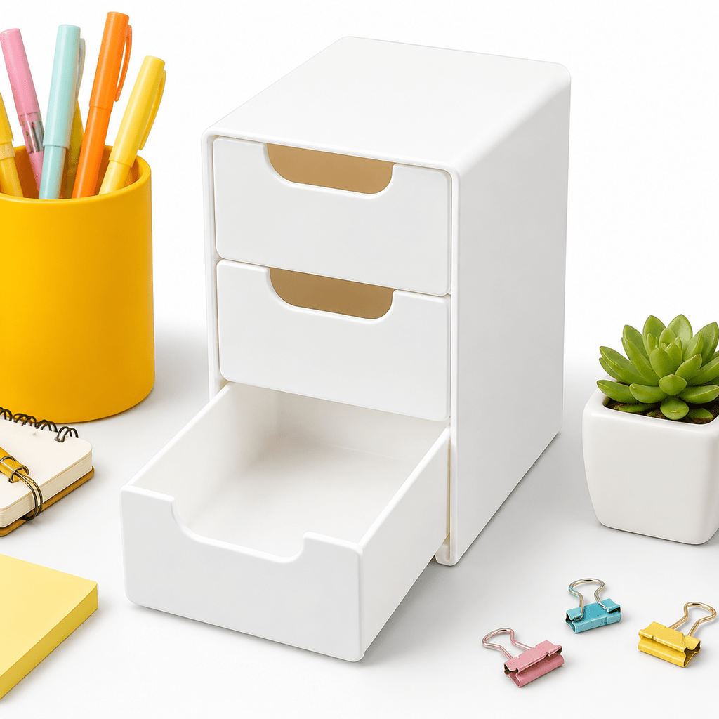 TEMU 1 Mini Desktop Size Three-layer Storage Box, White Pp Small Jewelry, Cosmetics, Stationery Drawer Storage Box, - Desktop Accessory Storage Box,