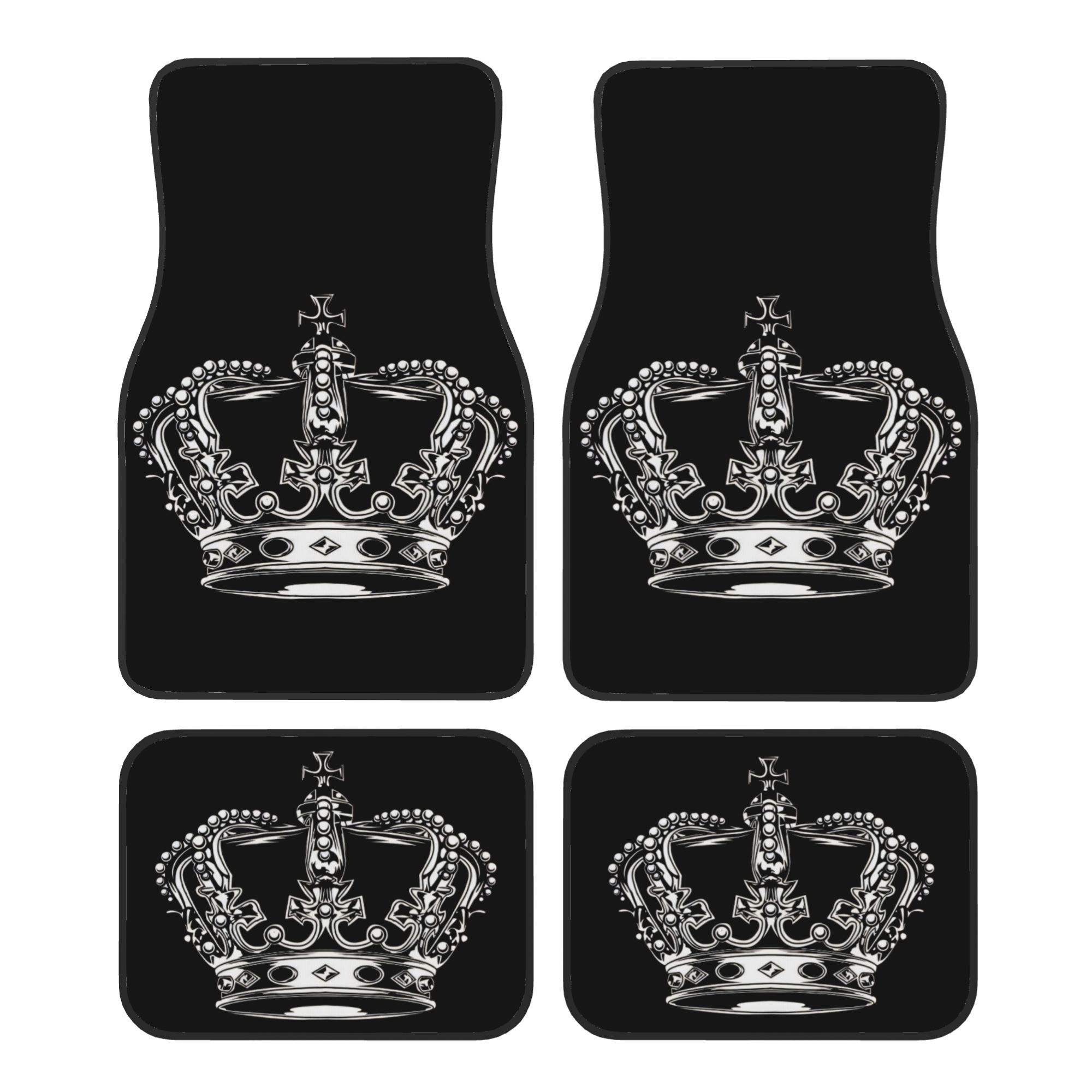 TEMU 4pcs Set Silver Crown Car Floor Mats, Durable Carpet. Fits Sedans, Suvs And Trucks, Protection For Car , An Ideal Unisex Gift