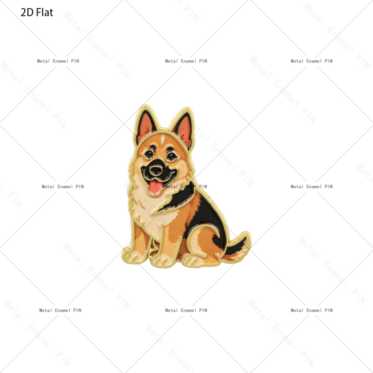 TEMU 2d Flat 1pc Cute Sitting German Shepherd Enamel Pin Dog Lover Metal Lapel Brooch Hat Backpack Badge German Shepherd Puppy Pet Jewelry Gift