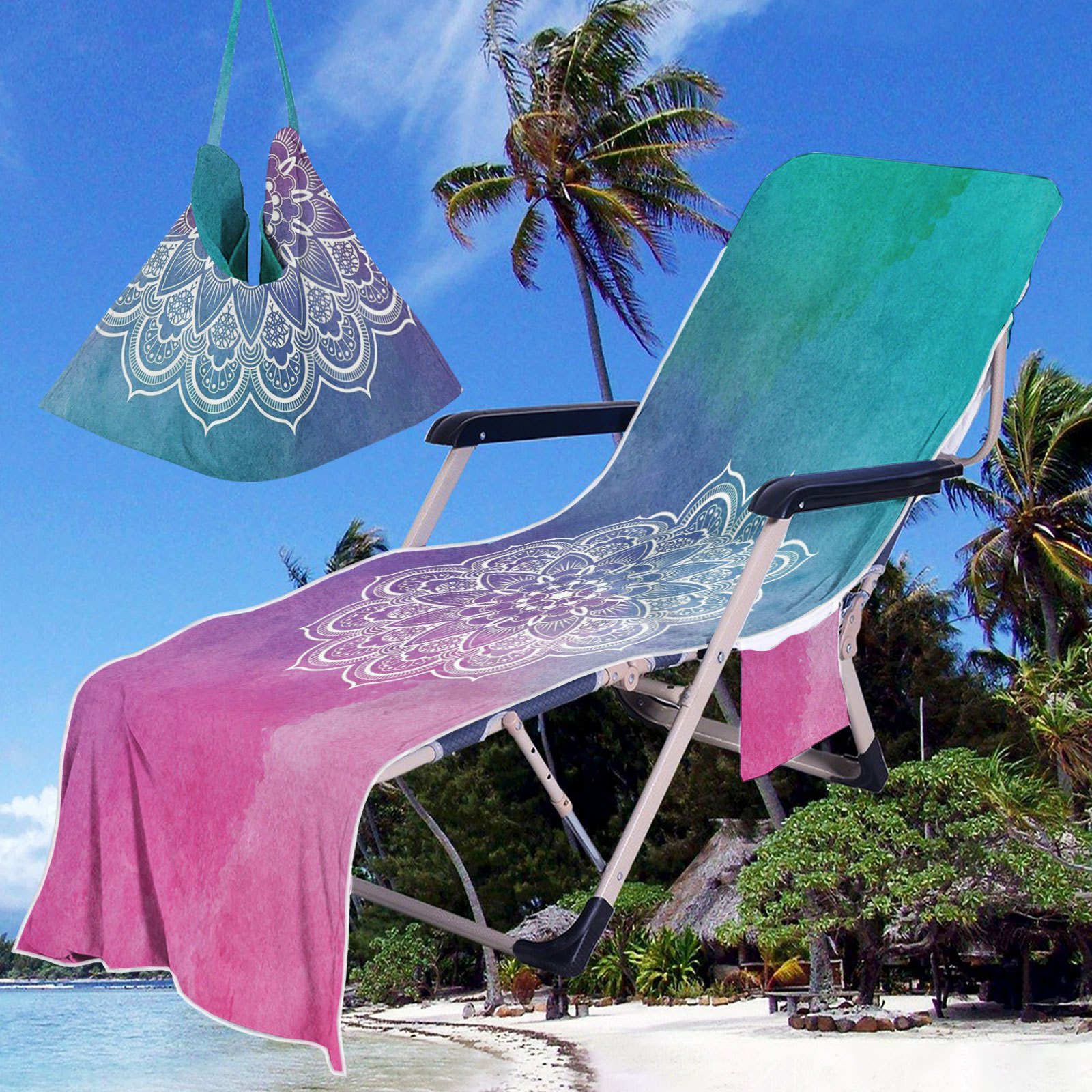 Cover Towel Sun Lounger Towel With Pockets Lounger Towel Bag With