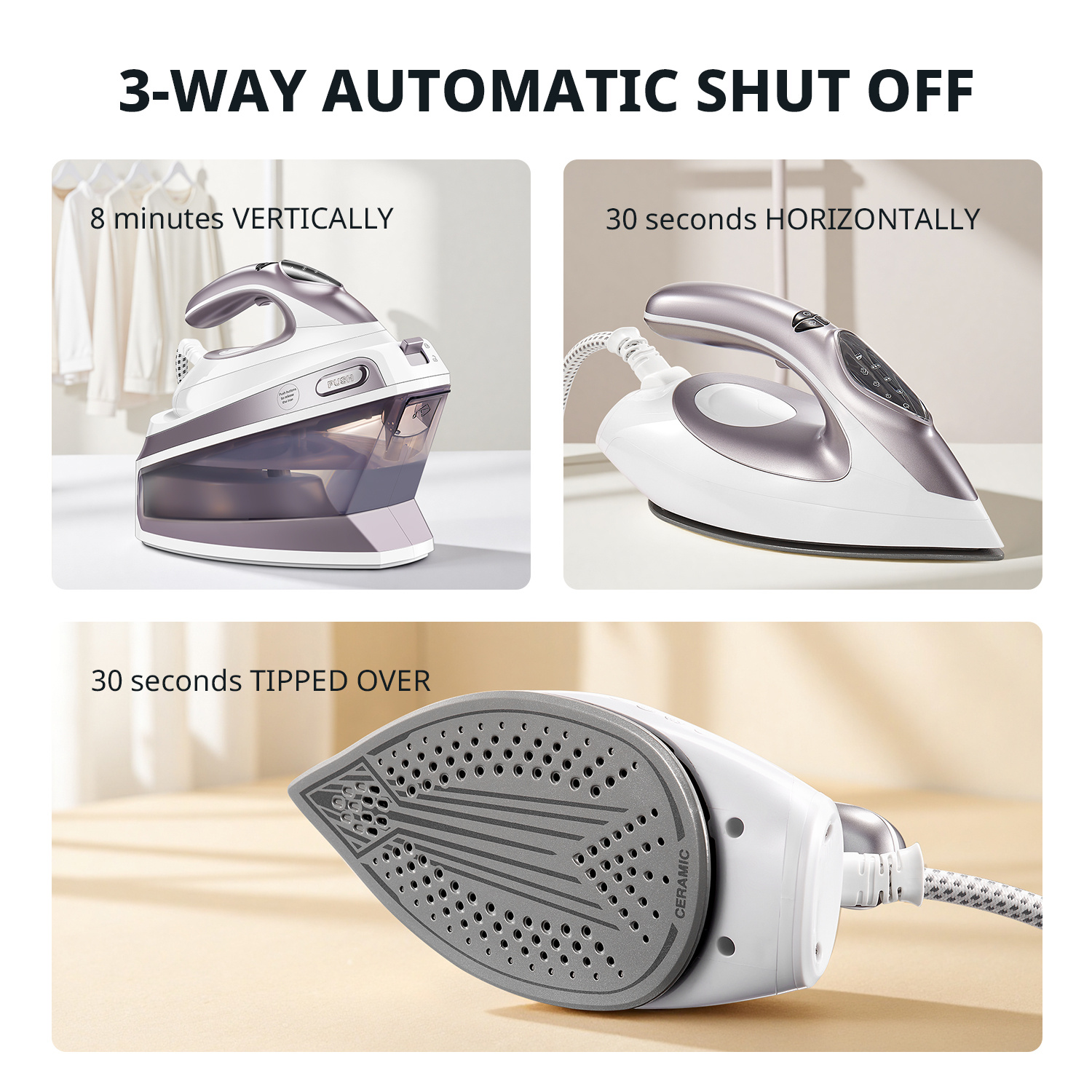 Stoomstation Strijkijzer met 5.5 Bar Druk, 1.5L Watertank, Keramische Zoolplaat, Anti-Kalkfunctie