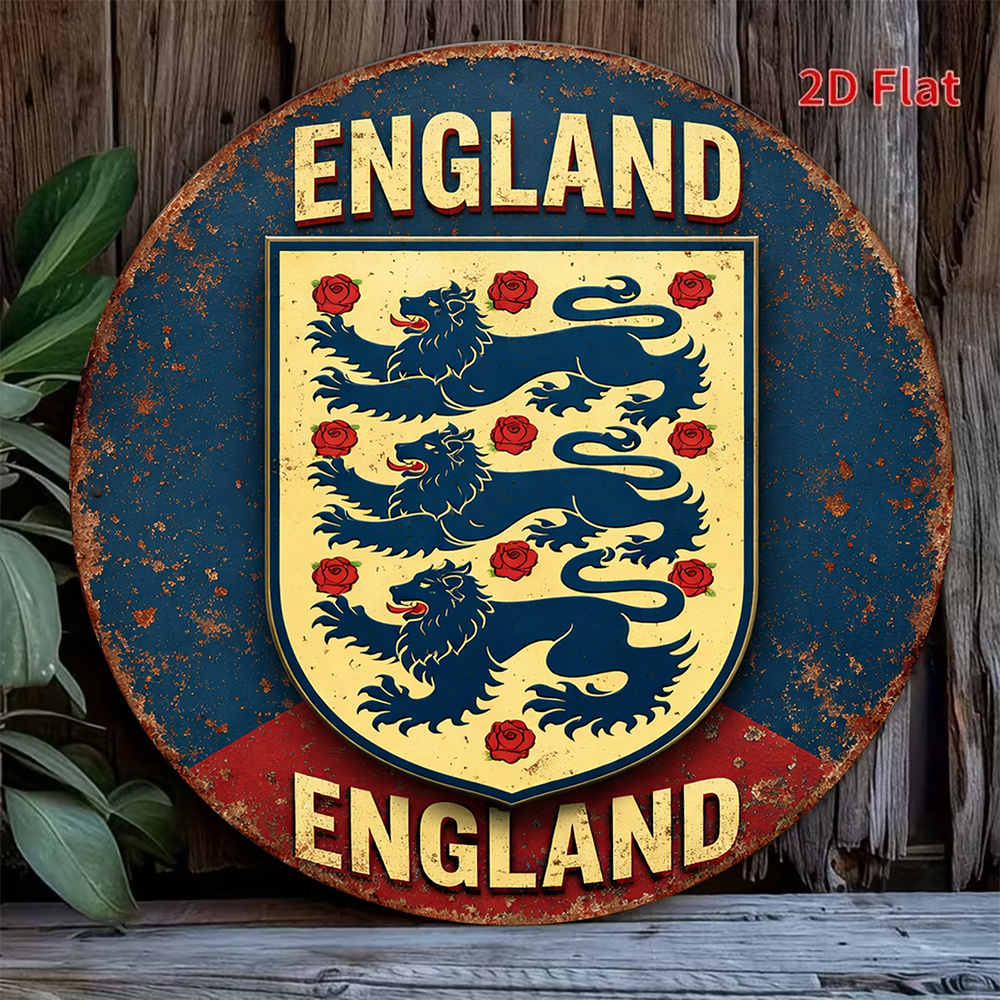 TEMU 2d Flat, 1pc England Wall Decor - Vintage Football Plaque Suitable For Bars, Cafes, Living Room, Themed Gift For Fans, Retro Decoration With