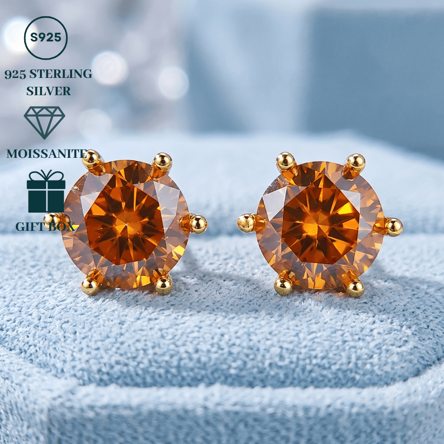 Men's & Women's 0.5/1/2/3 Carat Orange Moissanite Earrings