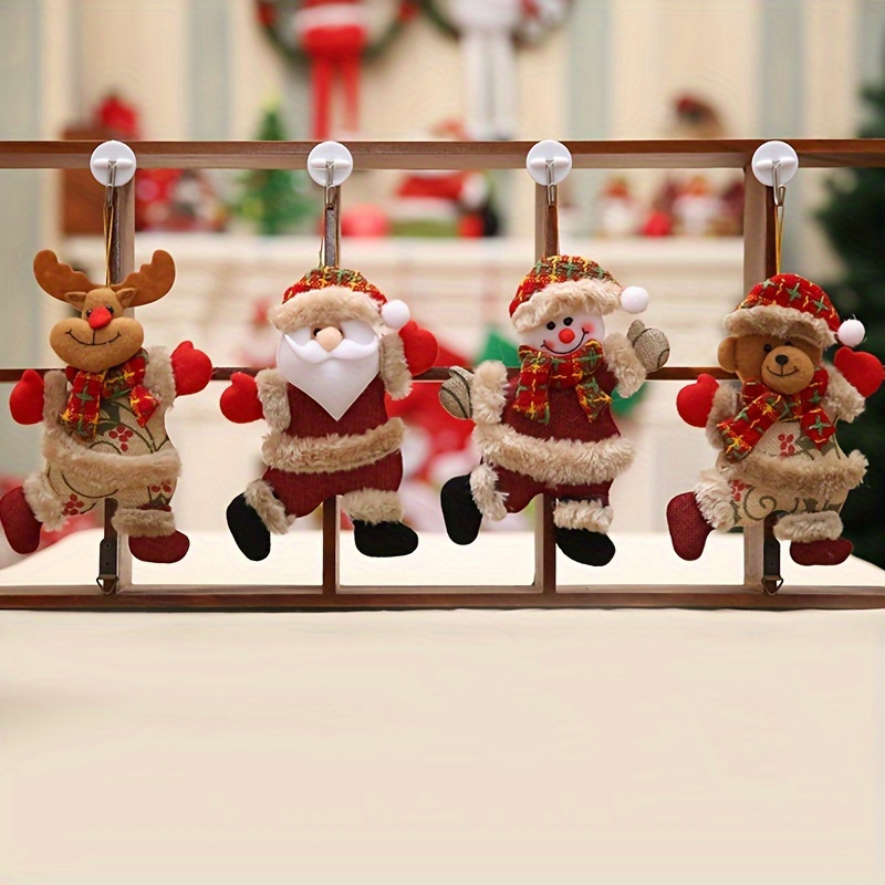 

4pcs Christmas Hanging Ornaments Set - Santa , , Snowman, And Bear Decorations For , , And Party Supplies, No Battery