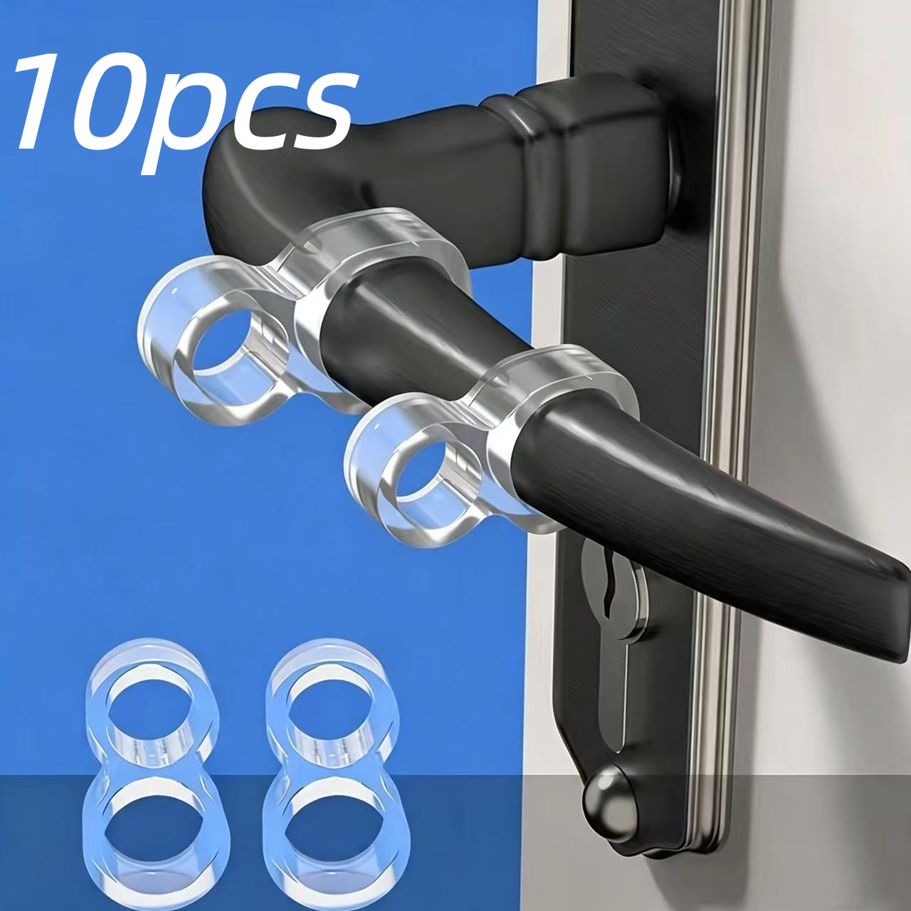 TEMU 10pcs[silicone ] Shock-absorbing Rings| Transparent Pvc Material, Silent Handle Cushioning, Suitable For Home And Office, Prevents Door Handles