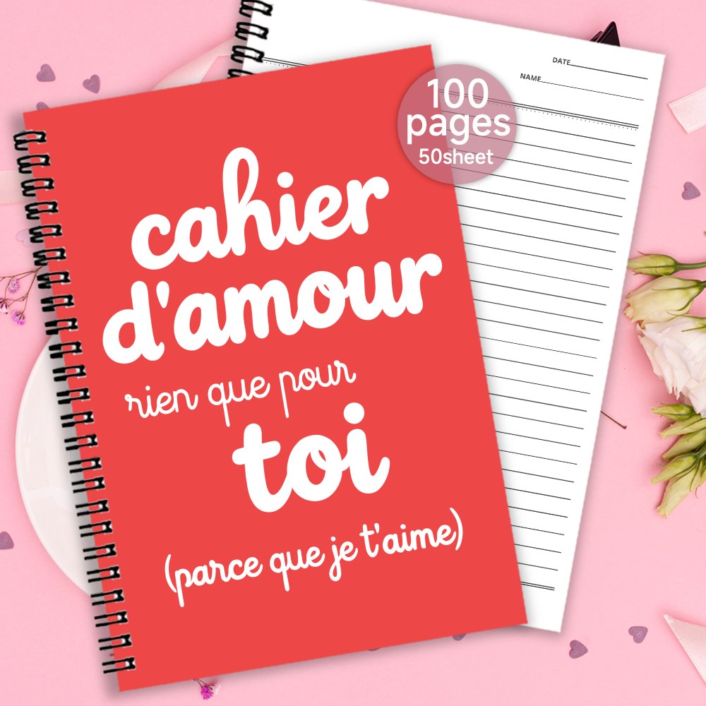 TEMU 1 cahier spiral à la Saint-Valentin, un pour elle, avec un design pour les couples qui documentent souvenirs précieux et ensemble