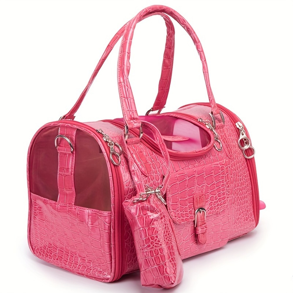 Durable Embossed Pu Carrier Luxury Bag With Pvc Zip Closure