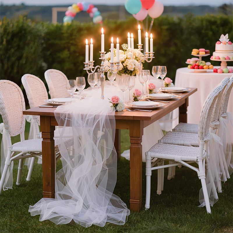 TEMU 1 Roll, 90m Extra-large Sheer Voile Tulle, Classic Translucent Polyester Mesh Fabric, Perfectly Suitable For Wedding Decorations, Backdrop