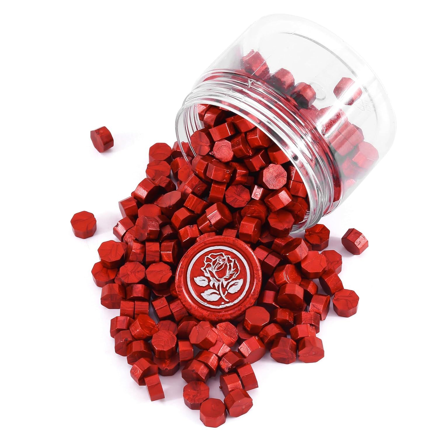 

Kit de 180 Perles de Cire à Sceller Rouge Vin & Doré Octogonales - pour Invitations, Cartes et Loisirs Créatifs