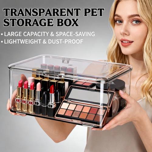 transparent desktop organizer dustproof cosmetic storage box pet organizer box bedroom vanity storage bathroom skincare organization office desk storage thanksgiving new year season 7102