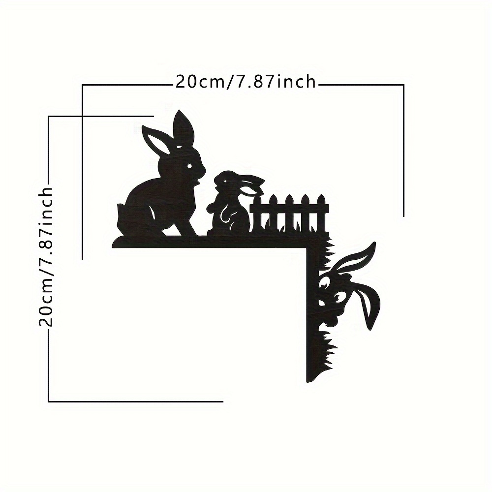 Image of Easter Rabbit On Bicycle Wooden Door Frame Decoration, Black - Suitable For Door And Window Corners, 7 Styles , Pattern, 1pc, Animal Theme, Contemporary Style, Easter Occasion