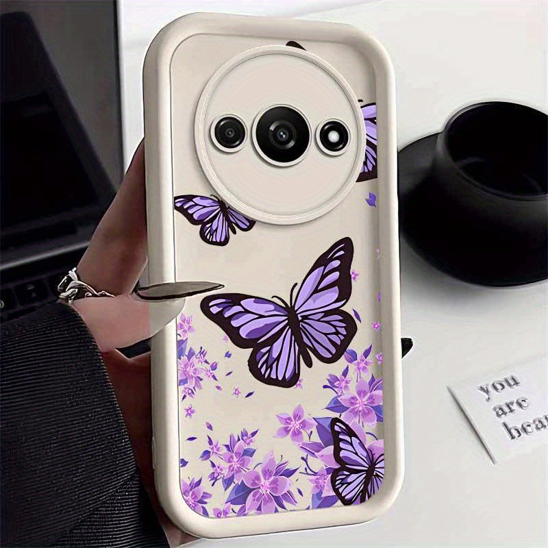 TEMU Étui téléphone : A3 durable, confortable, papillons violets résistants pour Redmi A3, design et décontracté