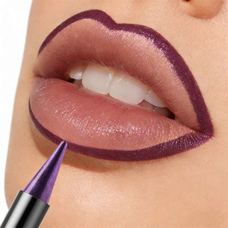 2 komada Metalik Sjajni Ljubičasti Set za Usne: Olovka za Usne, Ulje za Usne, Ruž za Usne za Žene, Dugotrajan, Lako se Nanosi, Vodootporan i Otporan na Znoj, Ne Blijedi Lako, Idealno za Svakodnevnu Upotrebu i Zabave