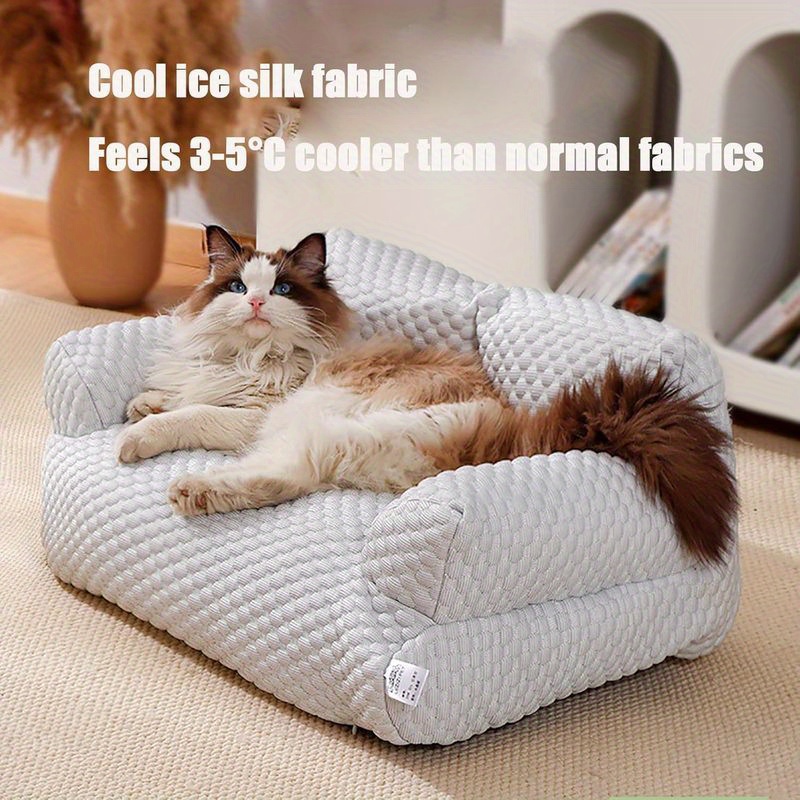 ice   fiber fabric cooling pet bed breathable washable dog sofa bed summer   ice   fiber fabric bed for cats and dogs suitable for small medium large cats and dogs Product details 6