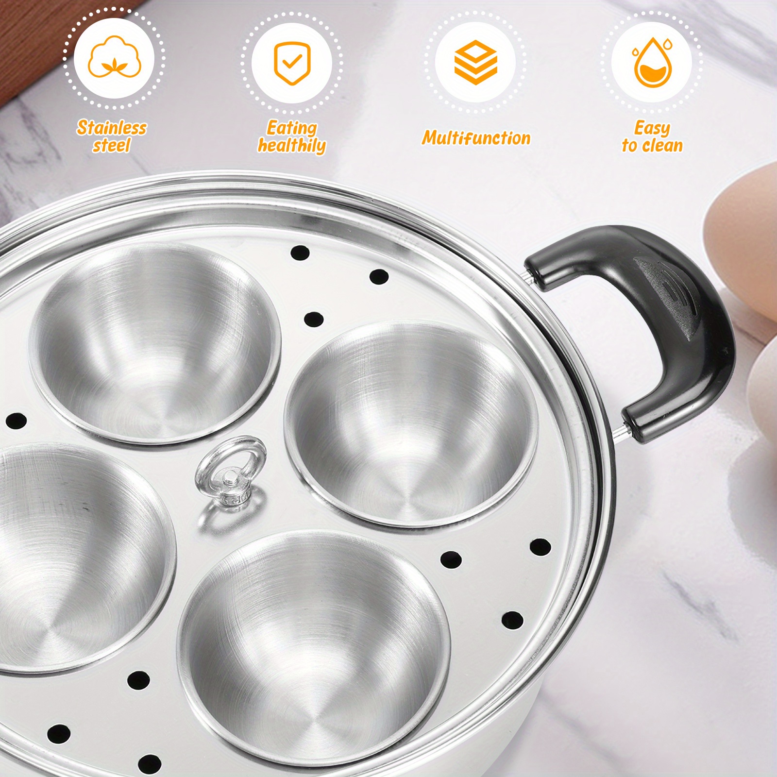 item picture egg poacher stainless steel poached egg maker pot egg poaching pan with 4 cups poached egg cooker pot multipurpose stovetop egg poacher pot for induction cooktop   poached egg steamer egg poacher cups egg poacher pan poached egg maker pan
