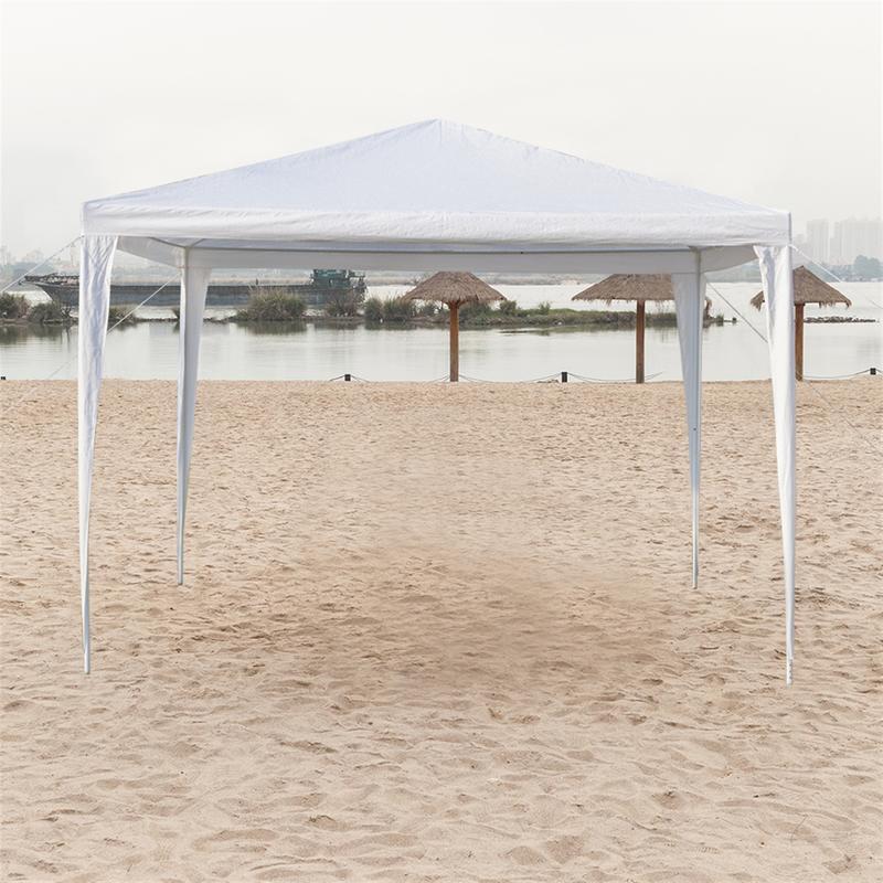 118.11*118.11inch 3-sided outdoor party tent, pergola, convenient awning, beach awning, PE cloth, plastic-sprayed iron pipe, spiral pipe, UV protection, easy to install, suitable for beach, backyard, camping picnic, barbecue, RV lawn, pool rest