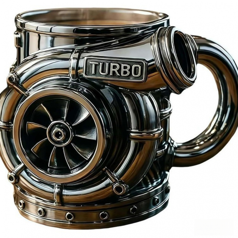 Engine-themed Mechanical Punk Turbocharger Mug