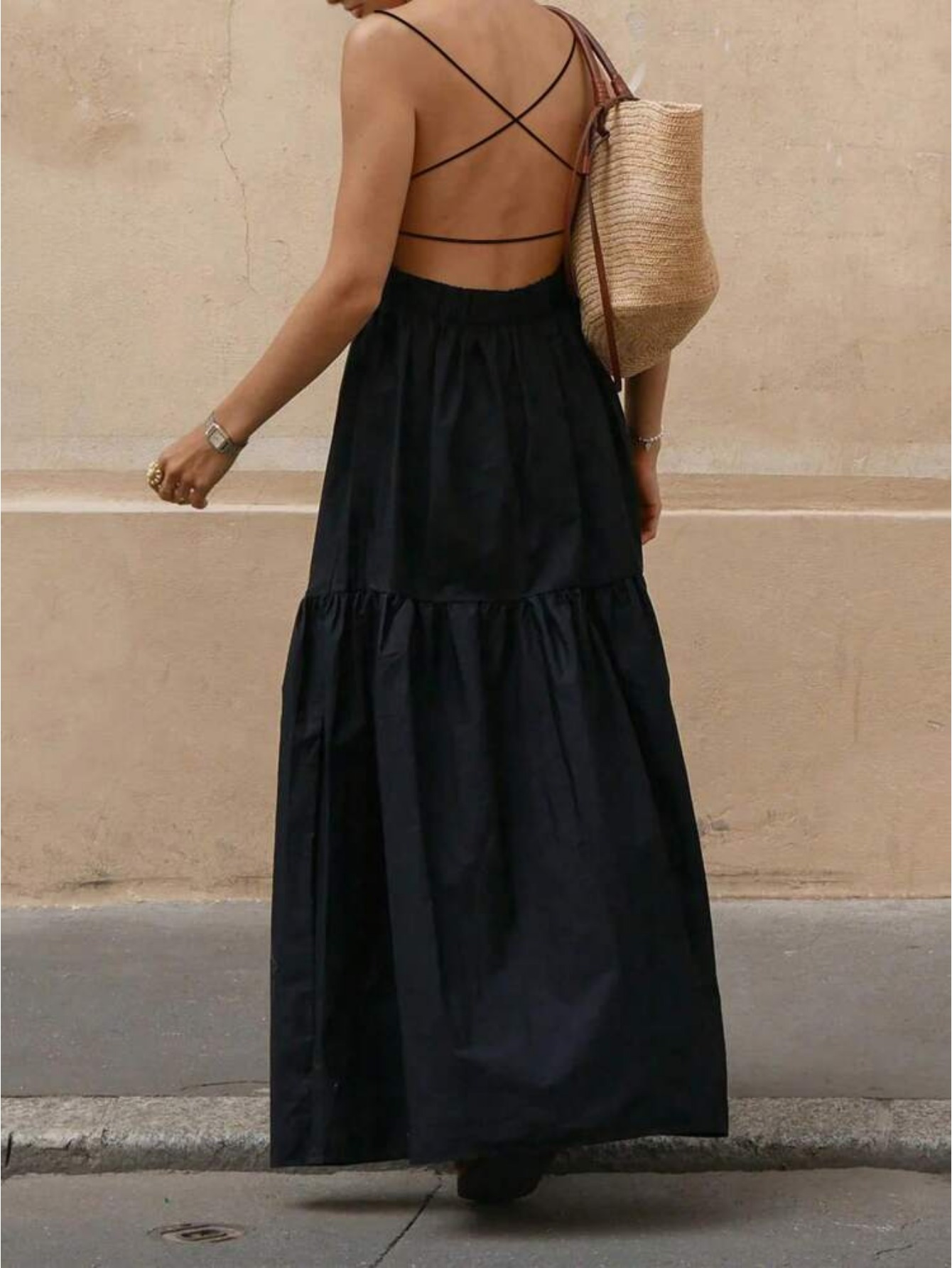 black backless slip dress Backless Long Slip Dress