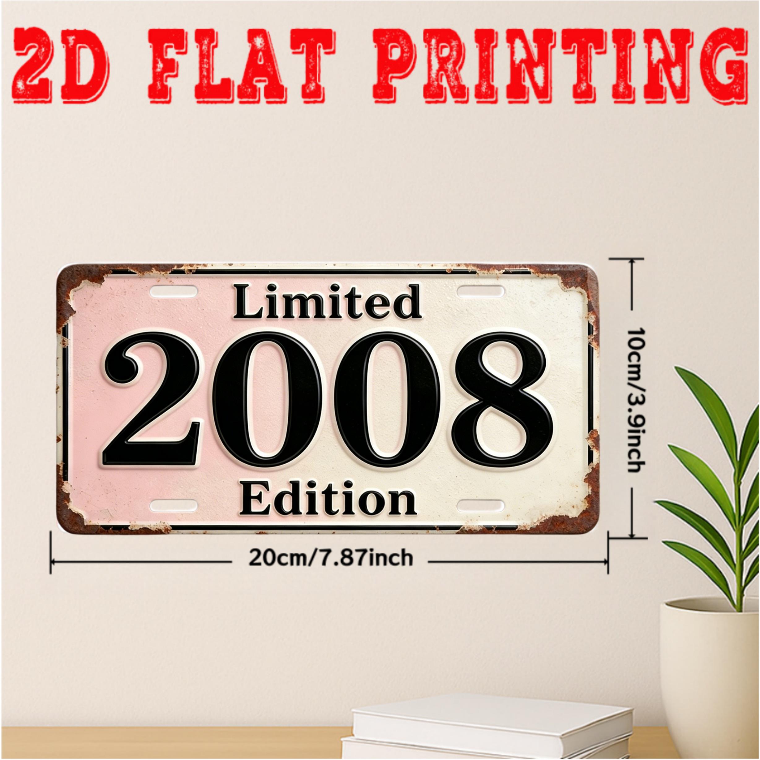 TEMU 2D Flat - ., 2D Flat, Dekoratives Holzschild im Vintage-Stil " Edition 2008", Geschenk für Erwachsene, Geburtsjahr-Gedenk-Themen-Wandschild,