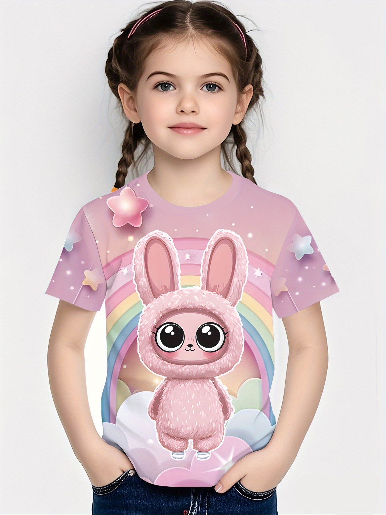 Girls' Summer Bunny 3D Print T-Shirt