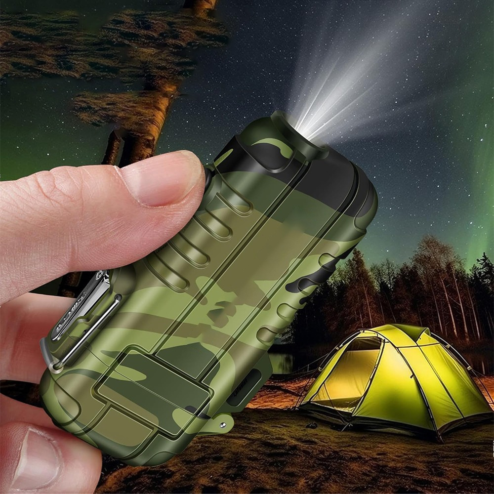 Fingerprint Touch Control Double-Arc Fire Starter - Heavy-Duty Portable Igniter with Ergonomic Grip, USB-Powered (No Batteries/ ) -   Lanyard & Emergency Whistle - Compatible with Gas Stoves, Campfires, BBQs - Ideal for Camping, Survival, Emergency Preparedness - Durable Plastic Construction,   Ignition, Compact & Lightweight Design