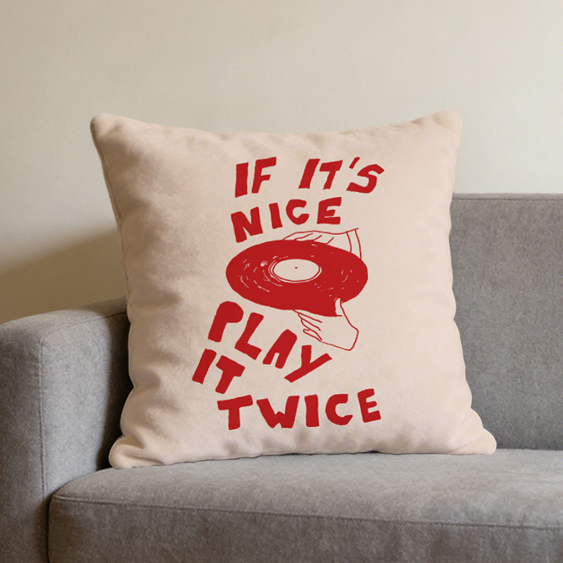TEMU 1pc Fashion Music Pillowcase 45x45cm - " " Pattern Double-sided Print, Home Decor Short Plush Cushion Cover, Soft, Durable, Machine Washable,
