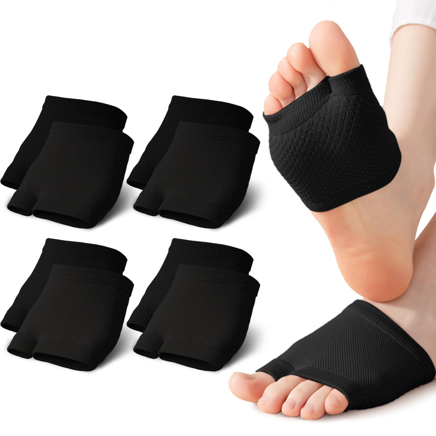 TEMU 4 Pairs Of Invisible Half Foot Socks, Forefoot Anti-wear Foot Protector, Shock-absorbing Foot Cover, High Heels For Long- Standing Without