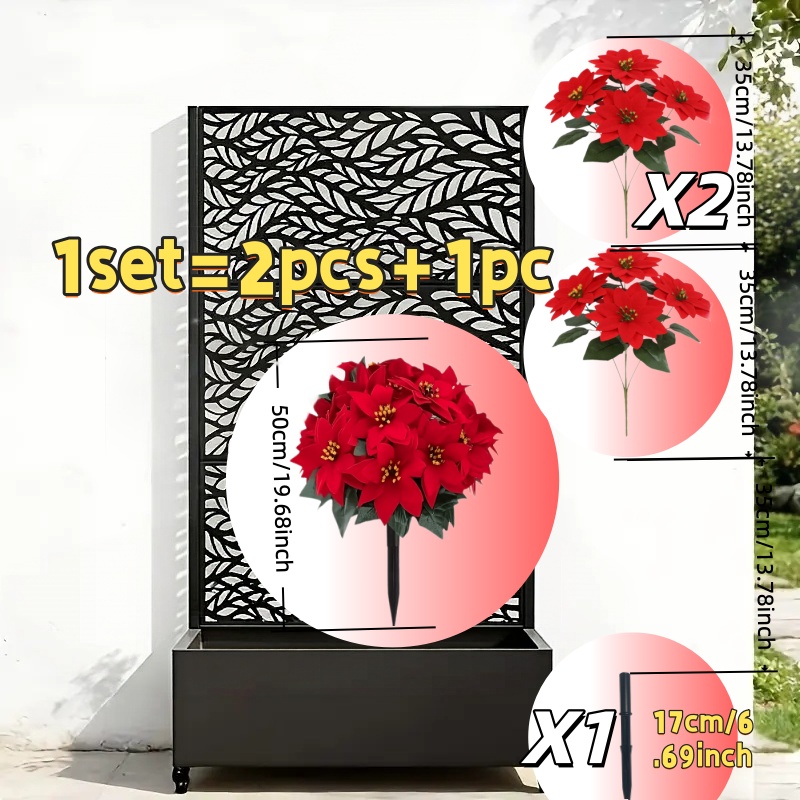 TEMU [2pcs Vibrant Artificial Simulation Roses And Thorns] - , Artificial Plants, Suitable For Christmas Halloween Outdoor Weddings, Home, Indoor And