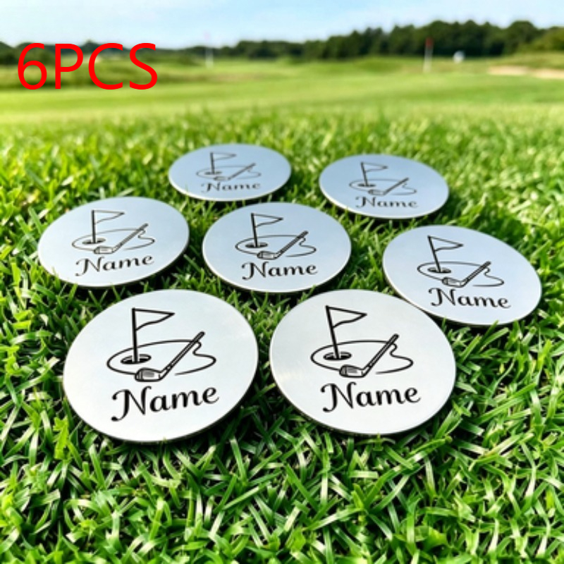 TEMU Custom Laser-engraved Golf Ball Markers Suitable For Birthdays, Father's Day Gifts - Personalized Text/, Portable Laser-engraved Markers For