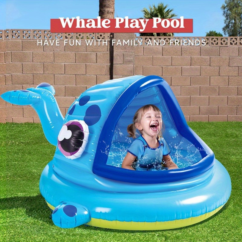 Piscina Hinchable Para Niños Y Bebés AMATOYS 175x262 Cm - Azul, Portátil, Segura, Ideal Jardín O Terraza