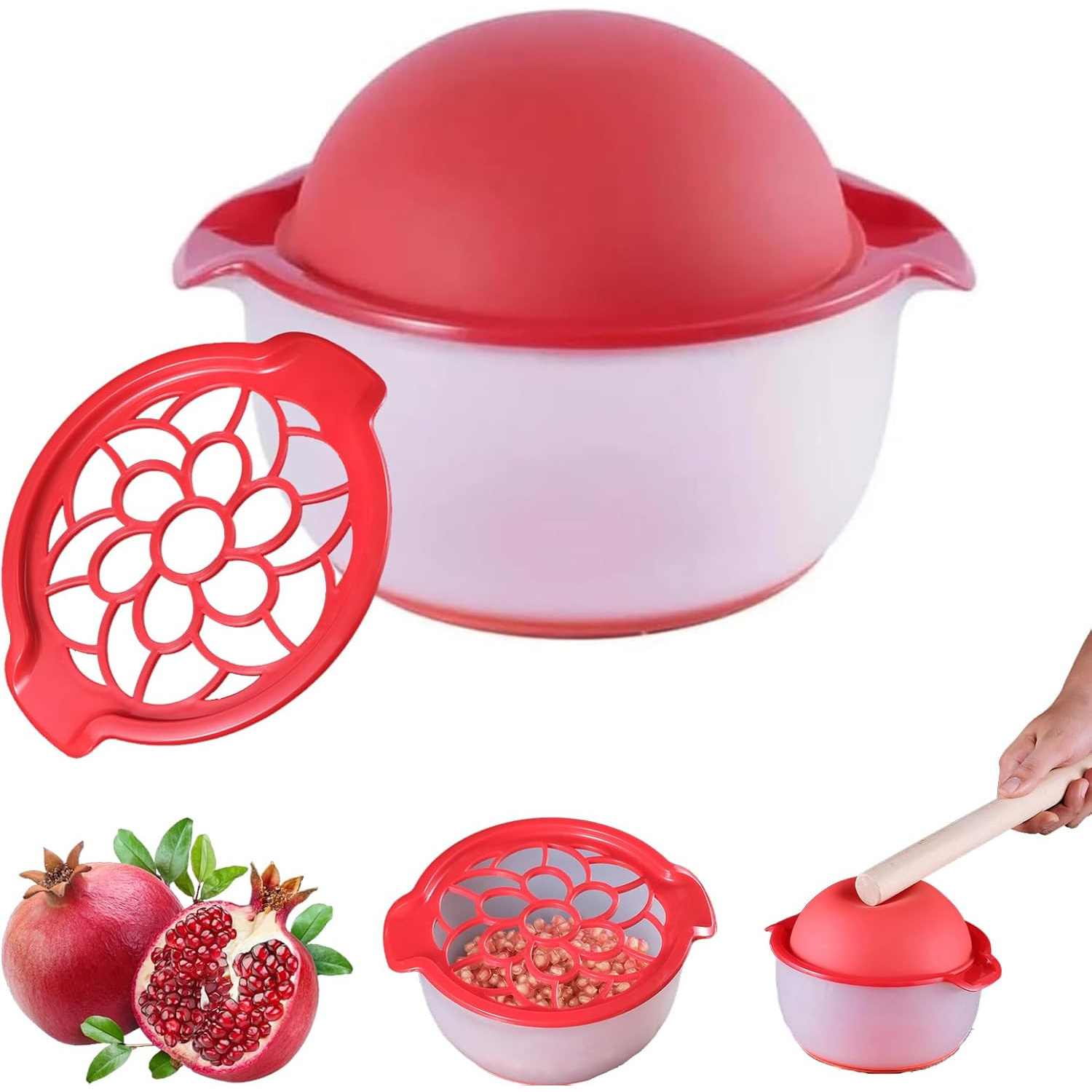 

Silicone Pomegranate Peeler And Bowl Set, Food-safe Plastic Pomegranate Deseeder, Easy Arils Removal Tool For Kitchen Use