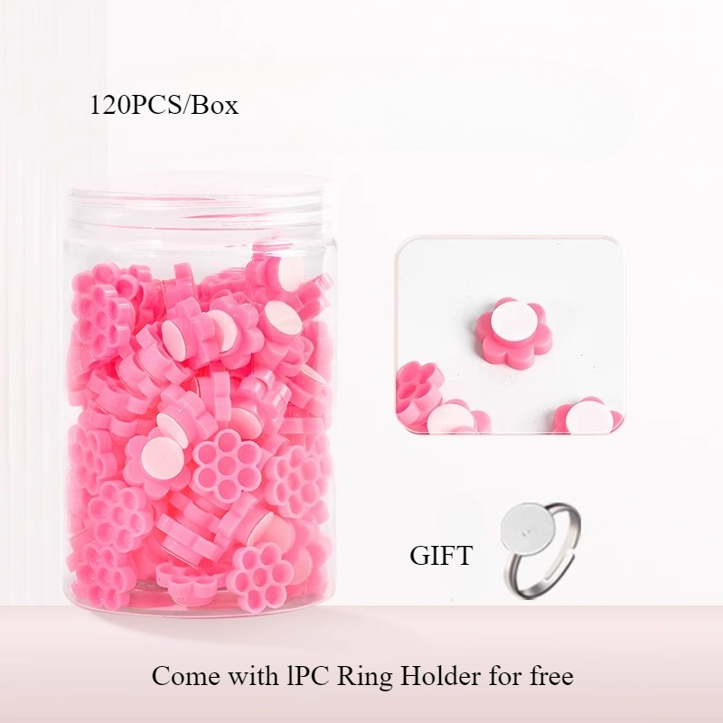 120pcs/box Flower Shape Glue Cup Eyelash Extension Glue Holder Lash Glue Tray Glue Holder For Lash Extensions Flower Glue Cup For Lash Extension Supplies For Women Girls Eyelash Extension Supplies