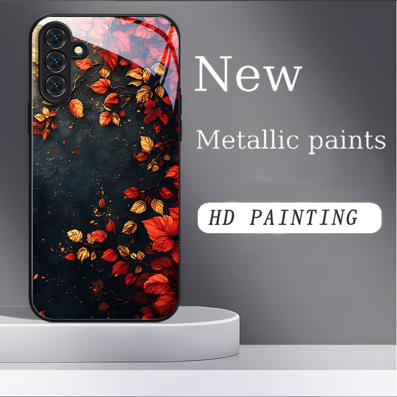 TEMU Metallic Paint Tempered Glass Phone Case Suitable For Galaxy A14 A24 4g A04 A04s A05 A05s A06 A13 A15 A16 A22 A23 A24 A25 A32 A33 A34 A35 A52