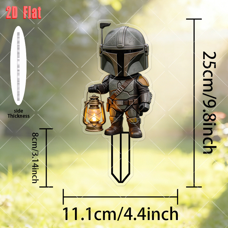 E-shop 2D Flach, [2D Flach] 2D Flach, 1 Stück, Star Wars The Mandalorian Boba Fett Vintage-Gartenornament, neuartige Außendekoration, geeignet für