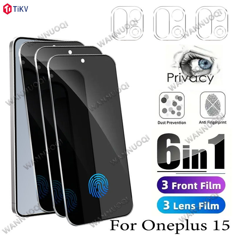 TEMU A Package Containing 3 Privacy Screen Protectors And 3 Camera Lens Films Designed For The For Oneplus 15, Featuring Anti-spy And Anti-shatter