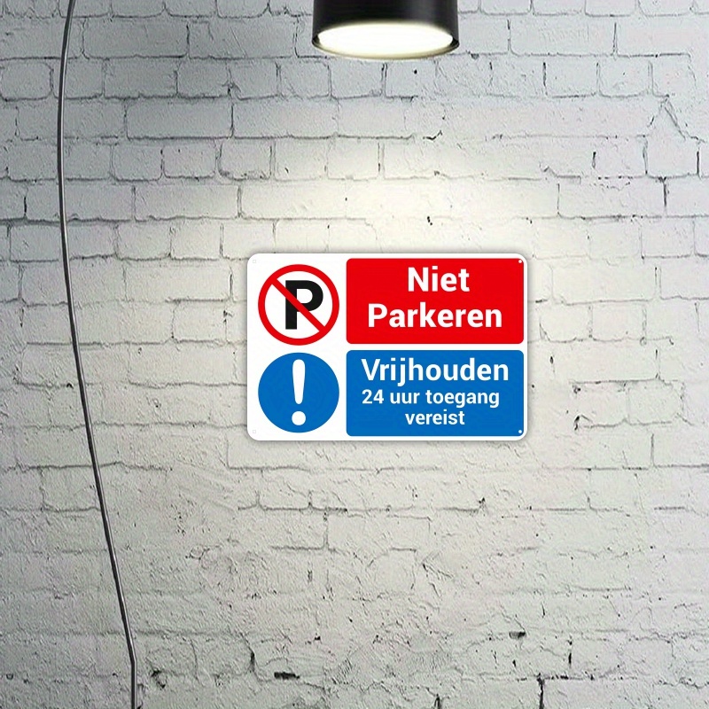 TEMU 2D Plat - 1 stuks 2D Plat Nederlands "24-uurs Geen Parkeren" Metalen Bord | Waterdicht & Stofdicht Retro Wandmontage Geen Parkeren Zone Bord