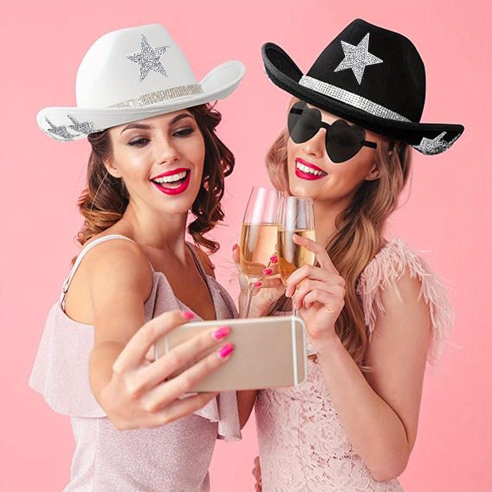 slim fit dress slacks Sequin Star Cowgirl Hat Small main image 1