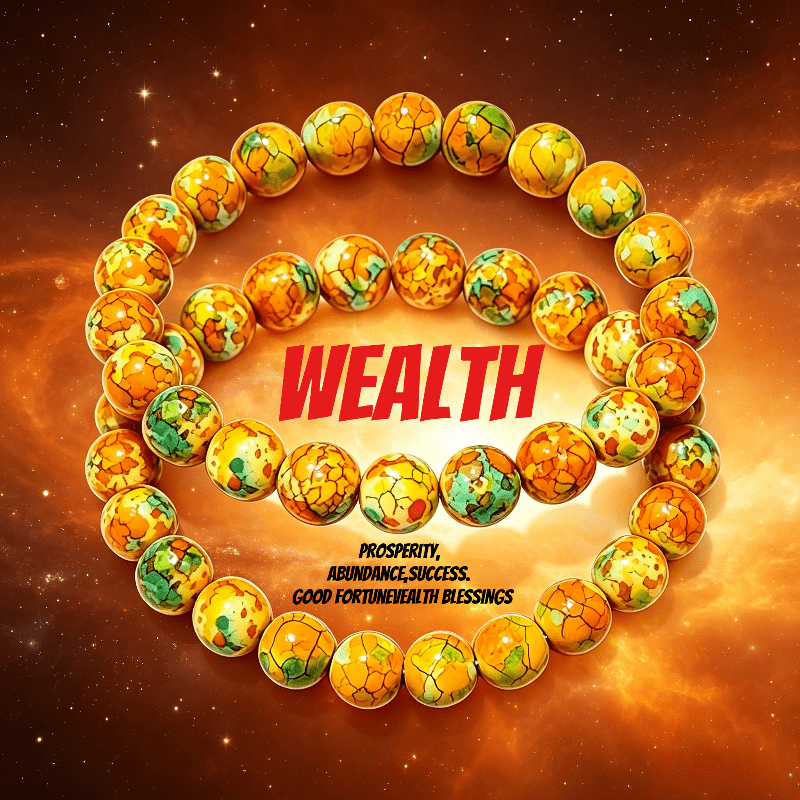 2pcs Orange-Yellow Rutilated Quartz Wealth Bracelets