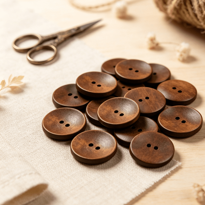 TEMU 100pcs Medium Brown Wooden Buttons, High-end Bowl-shaped Double-, Random Texture All-match, Trench Coat Coat, Decorative Buttons, Handmade