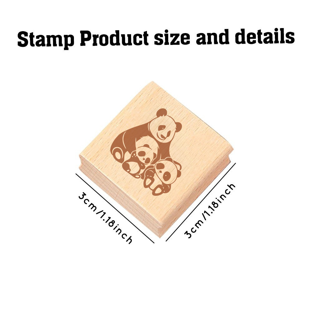 Wooden Panda Cozy Snuggle Rubber Stamp, Perfect for Card Decoration