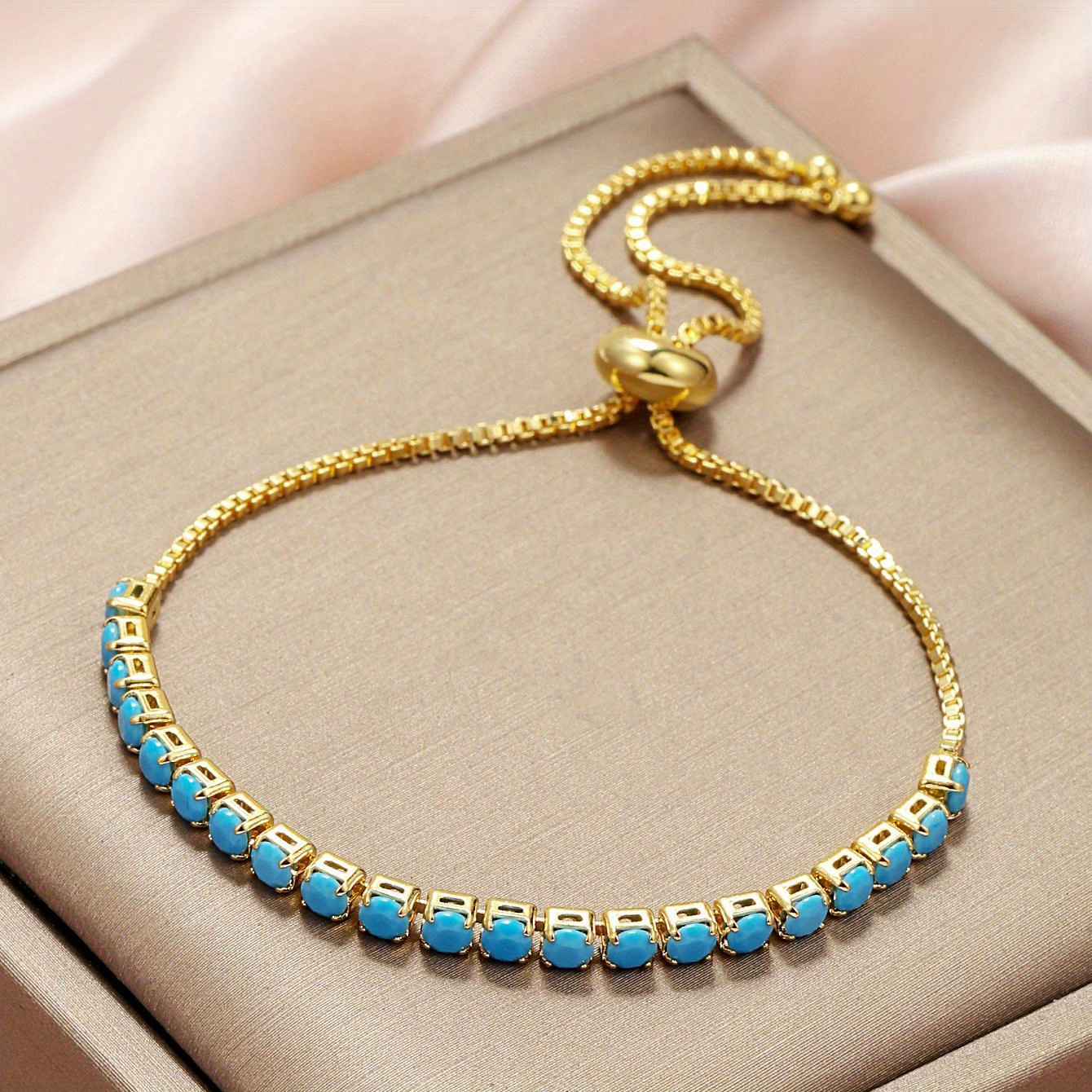 18K Gold Plated Bracelet with Turquoise Stones
