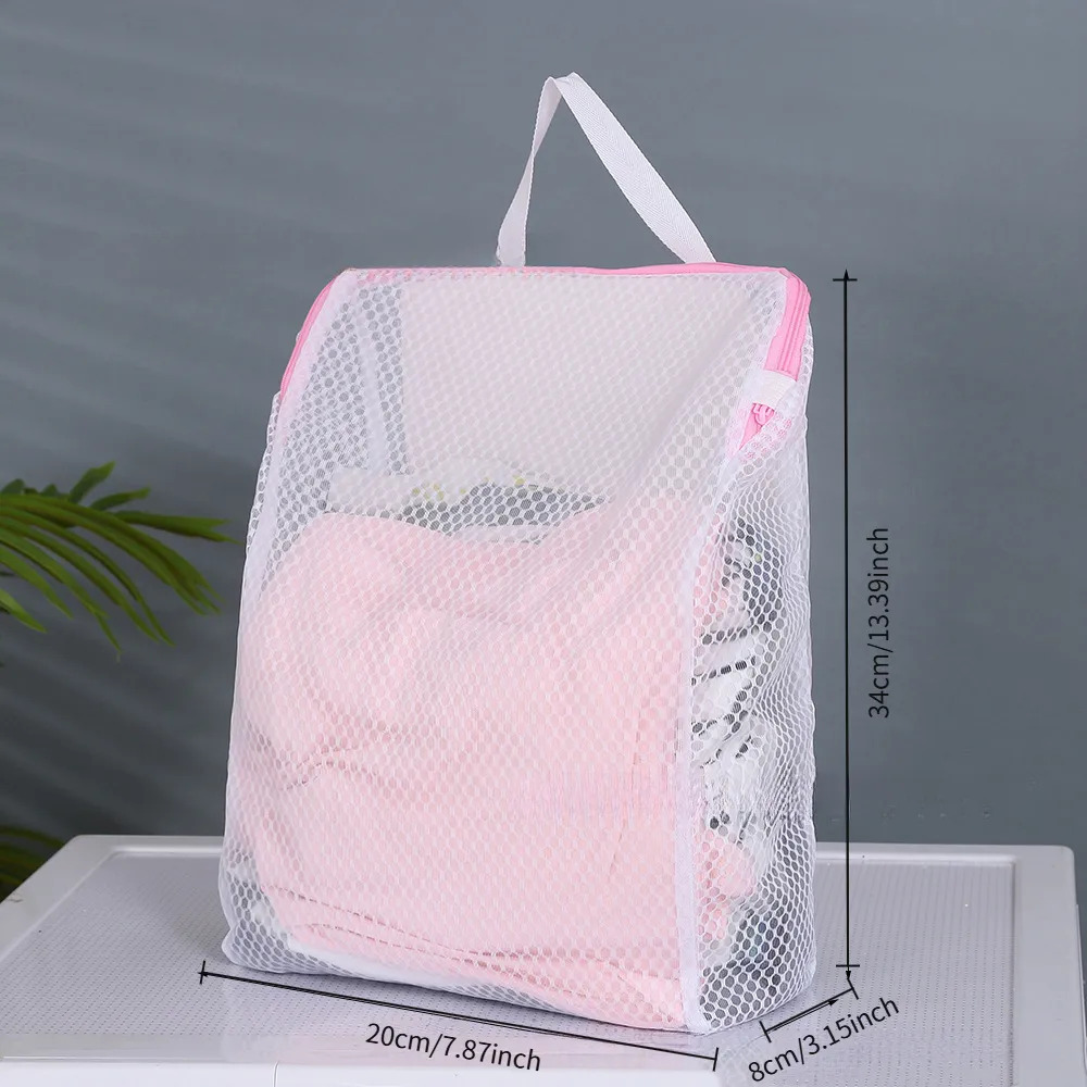 TEMU Sacca per bucato quadrata, spessa e resistente, con rete a d'ape (cerniera) in blu/rosa - Dotata di e design per montaggio a parete. per riporre