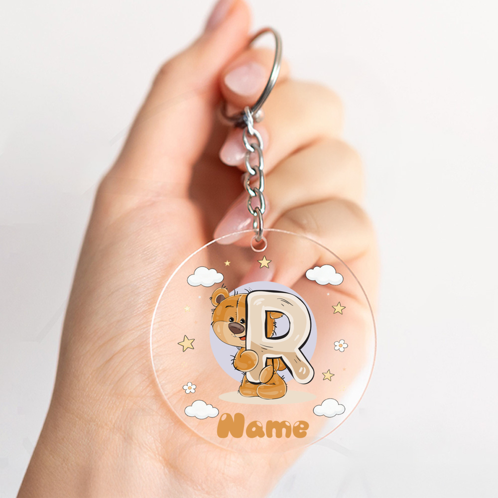 TEMU 1pc Personalized Watercolor Sky Keychain, Customizable With Name, Keychain Accessories, Phone Bag Charm, Keychain, Gift For