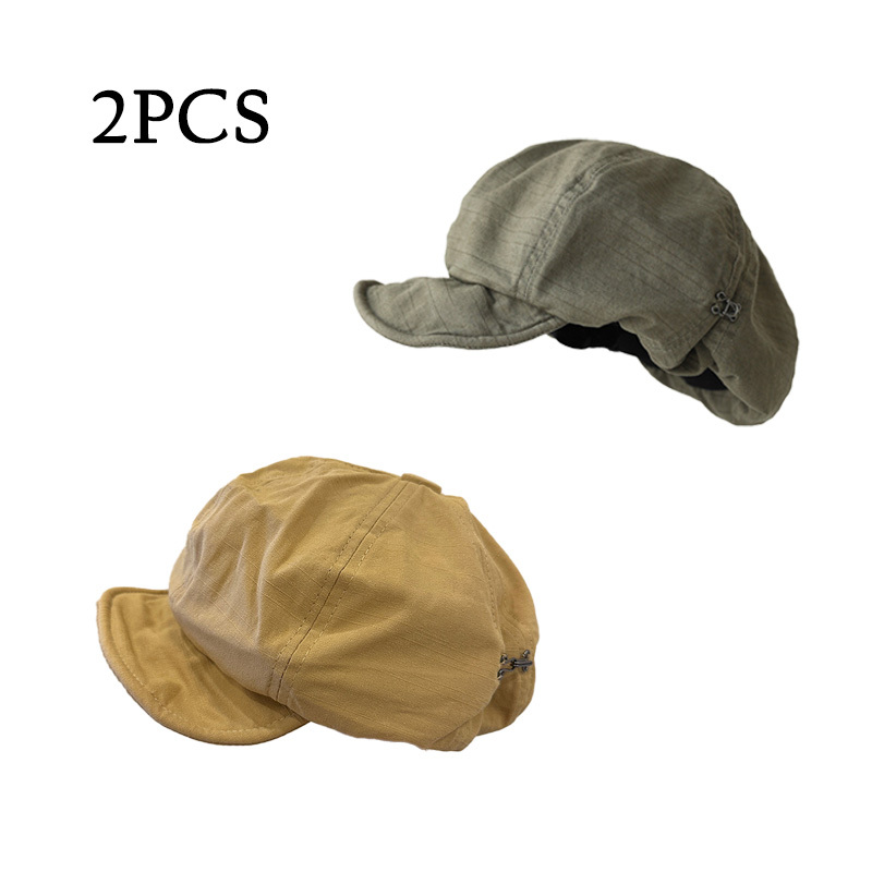 2pcs Japanese Art Retro Newsboy Painter Hats Set