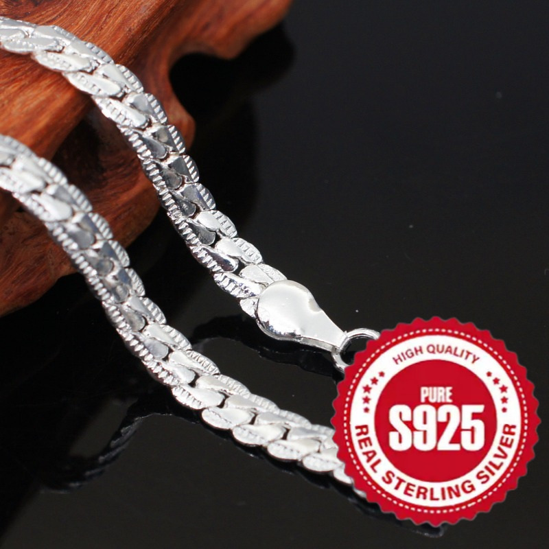TEMU 925 Sterling Silvery Jewelry, Stylish And Elegant 5mm Necklace
